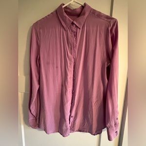 Equipment Blouse Lavender Purple Button Down Frayed Hem size S